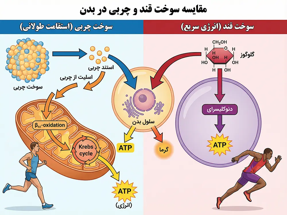 مقایسه سوخت قند و چربی در بدن